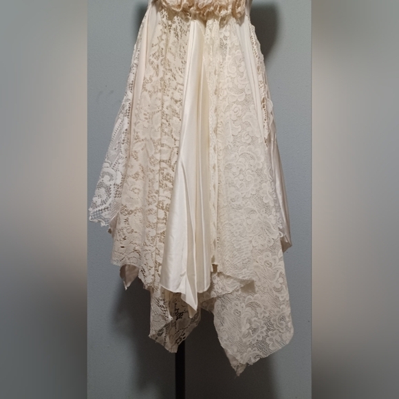 A Boho Vintage Layered Lace Upcycled Slip Wedding Dress - Picture 5 of 14